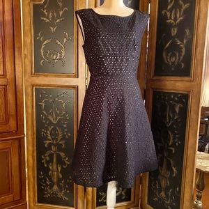 Loft black eyelet lined dress size 8 NWT
